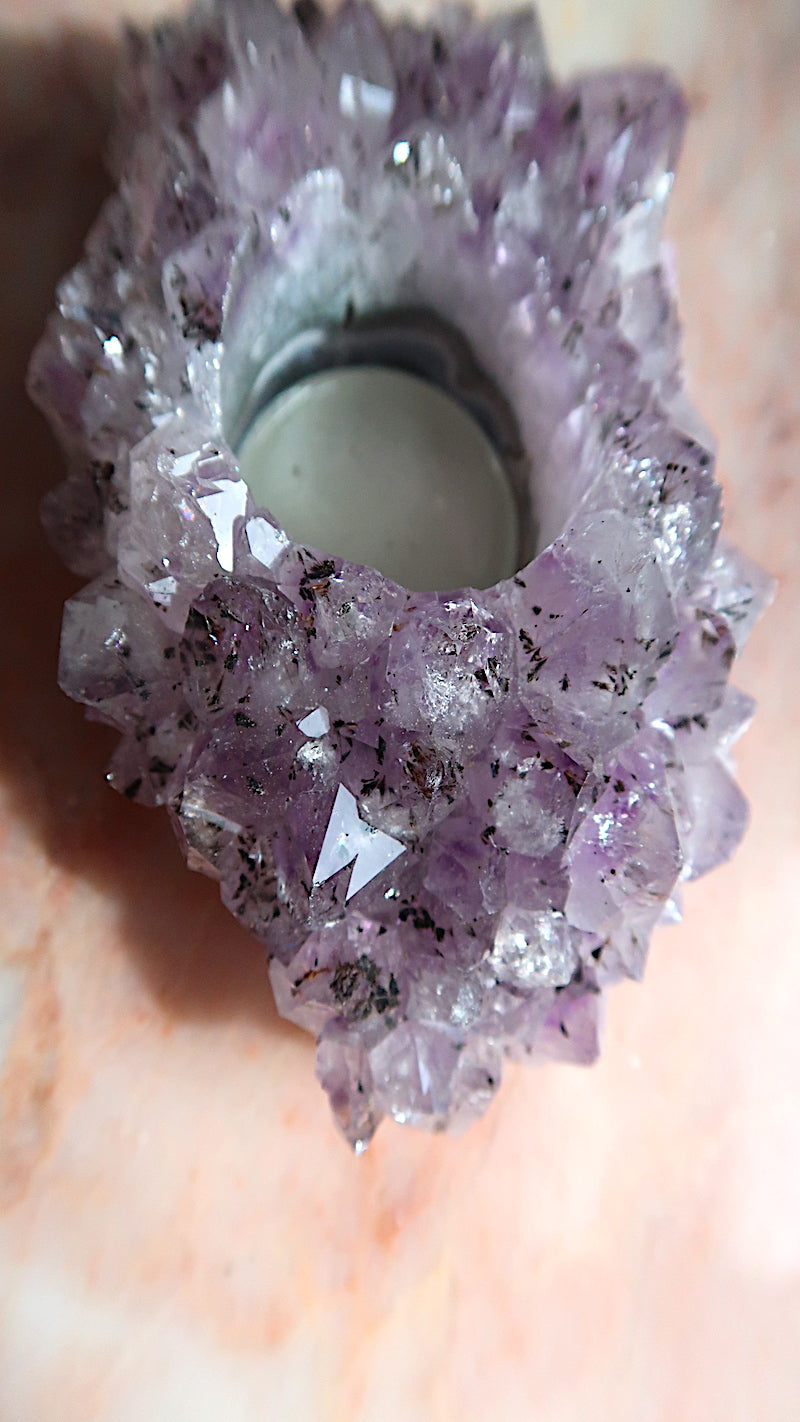 Amethyst Cluster Tea Light Holder