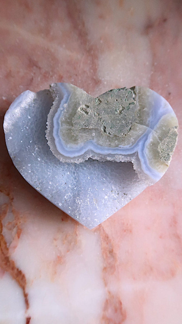 Large Premium Blue Lace Agate Heart