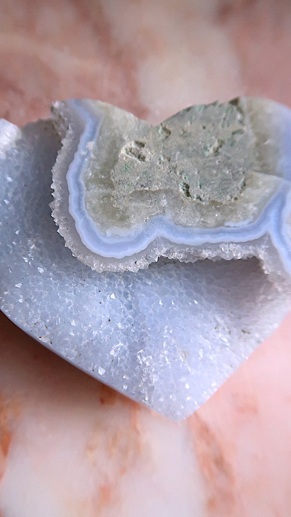 Large Premium Blue Lace Agate Heart