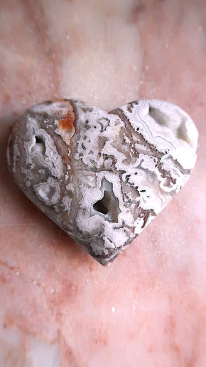White Lace Agate Heart