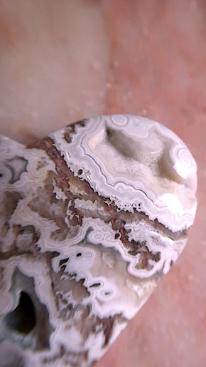 White Lace Agate Heart
