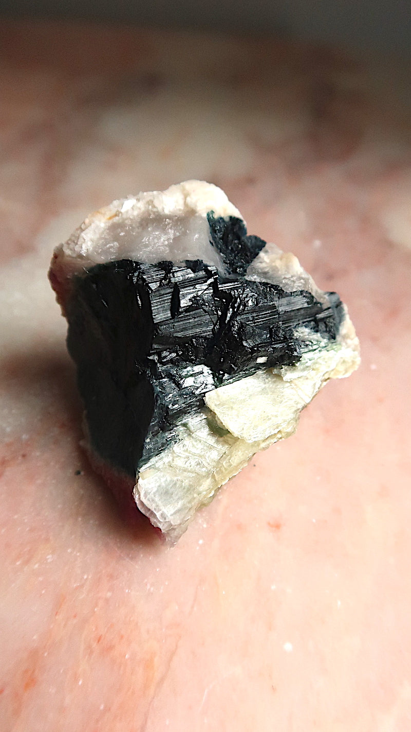 Black Pink Tourmaline & Gold Mica