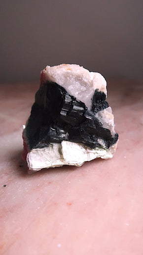 Black Pink Tourmaline & Gold Mica