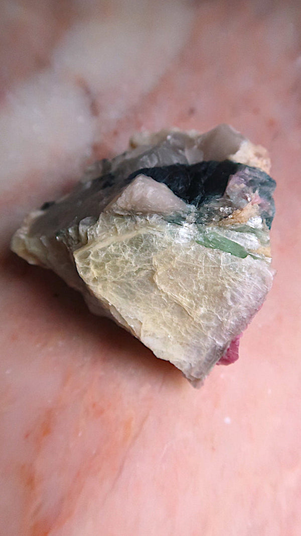 Black Pink Tourmaline & Gold Mica
