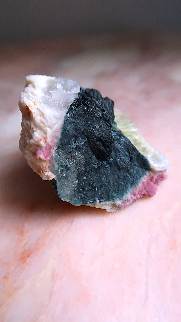 Black Pink Tourmaline & Gold Mica