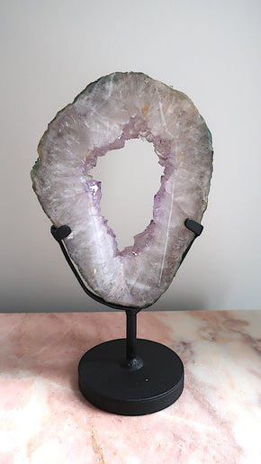 Large Amethyst Slice With Stand