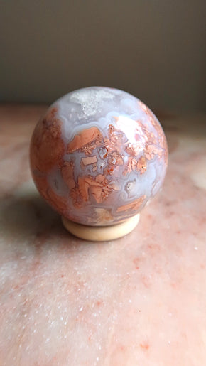 Sky Blue & Coral Agate Sphere