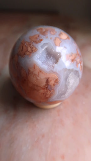 Sky Blue & Coral Agate Sphere