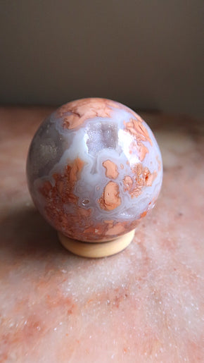 Sky Blue & Coral Agate Sphere