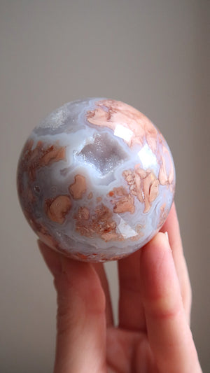 Sky Blue & Coral Agate Sphere