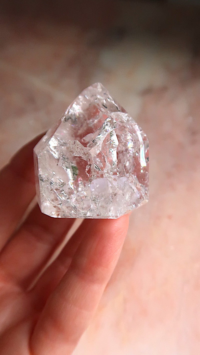 Clear Quartz Point With Rainbows