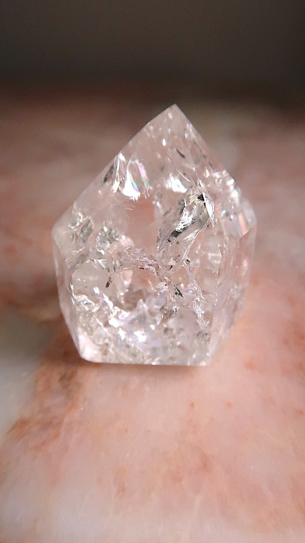 Clear Quartz Point With Rainbows
