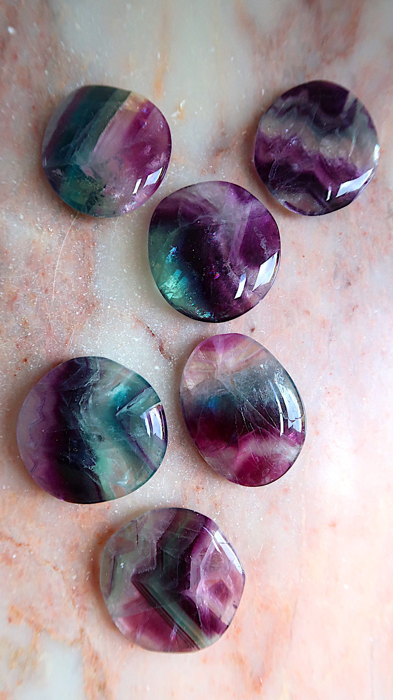 Amazing Rainbow Fluorite Palm Stone