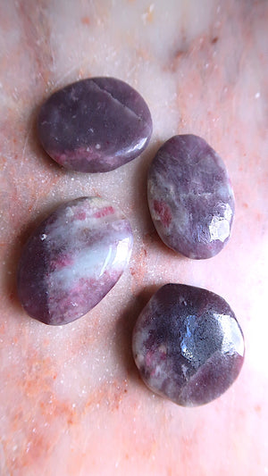 Lepidolite & Pink Tourmaline Palm Stones