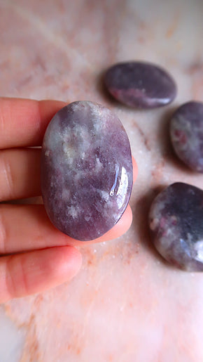 Lepidolite & Pink Tourmaline Palm Stones