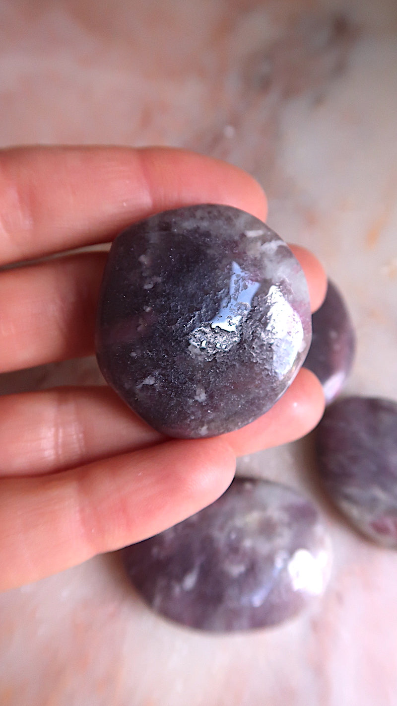 Lepidolite & Pink Tourmaline Palm Stones