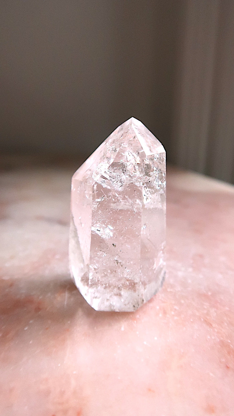 Clear Lemurian Quartz Point (contains rainbows)