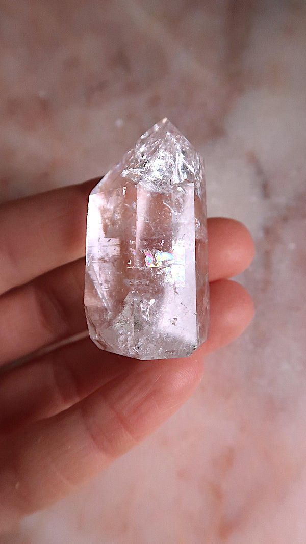 Clear Lemurian Quartz Point (contains rainbows)