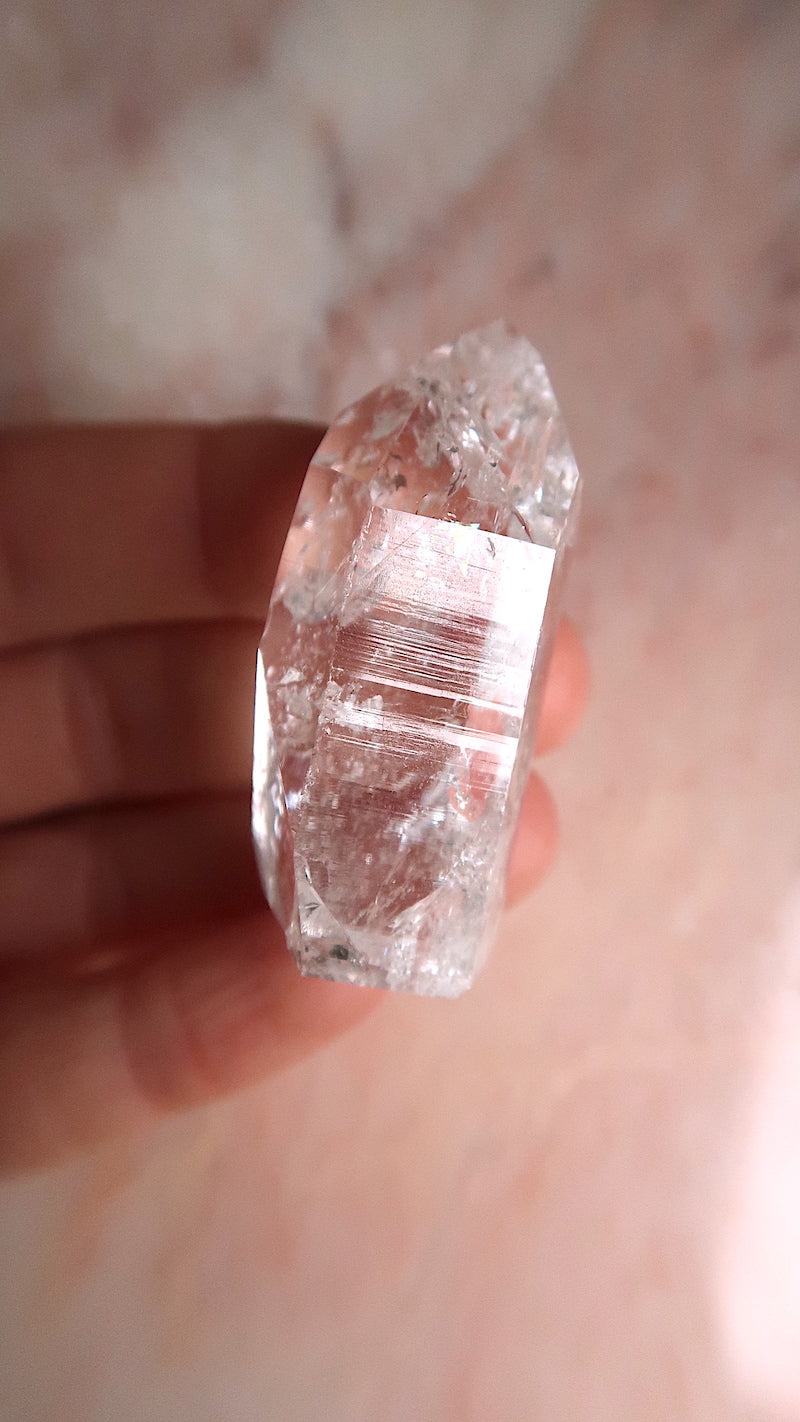 Clear Lemurian Quartz Point (contains rainbows)