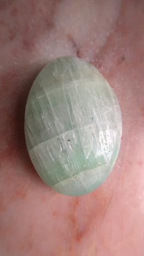 Pastel Green Calcite Palm Stone