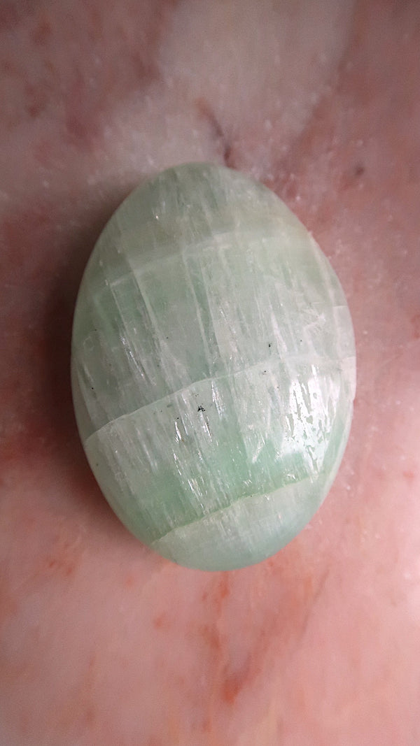 Pastel Green Calcite Palm Stone