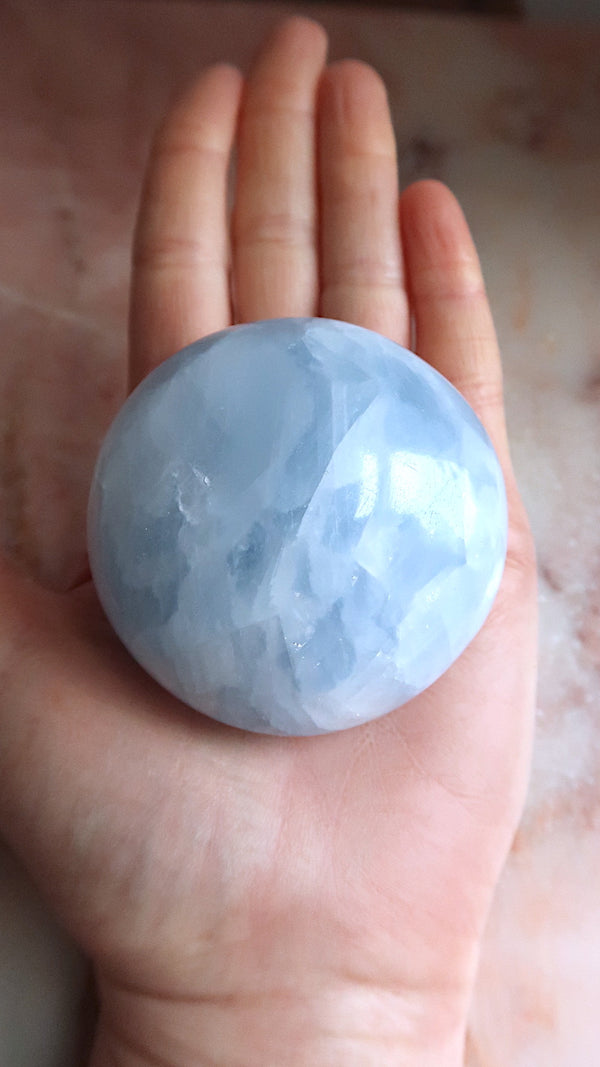 Large Blue Calcite Palm Stone