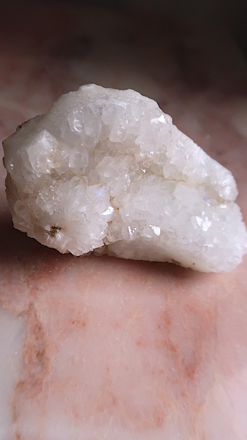 Anandalite Quartz (natural rainbow flecks)