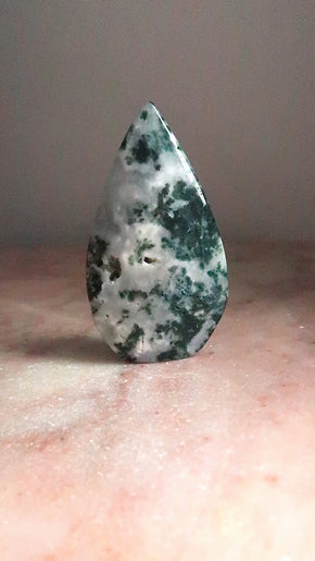 Moss Agate Teardrop Point