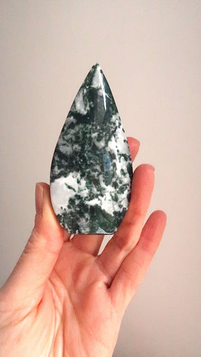 Moss Agate Teardrop Point