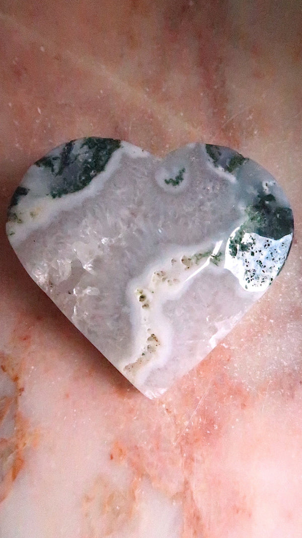 Large Moss Agate Heart