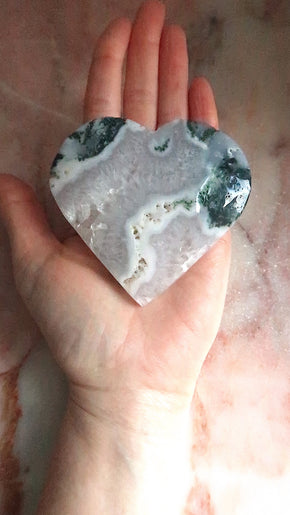 Large Moss Agate Heart