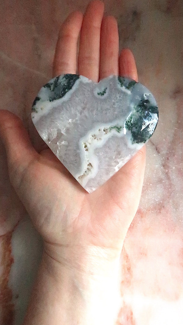 Large Moss Agate Heart
