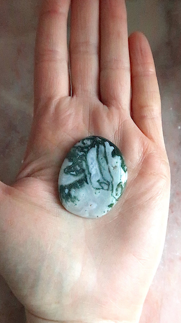 Moss Agate Palm Stone