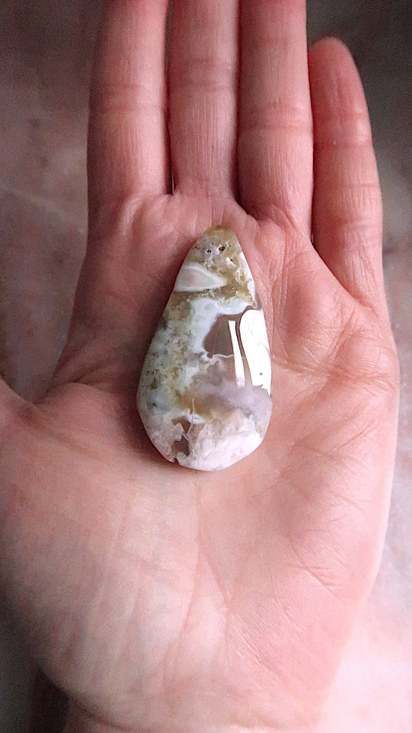 Flower Agate Teardrop