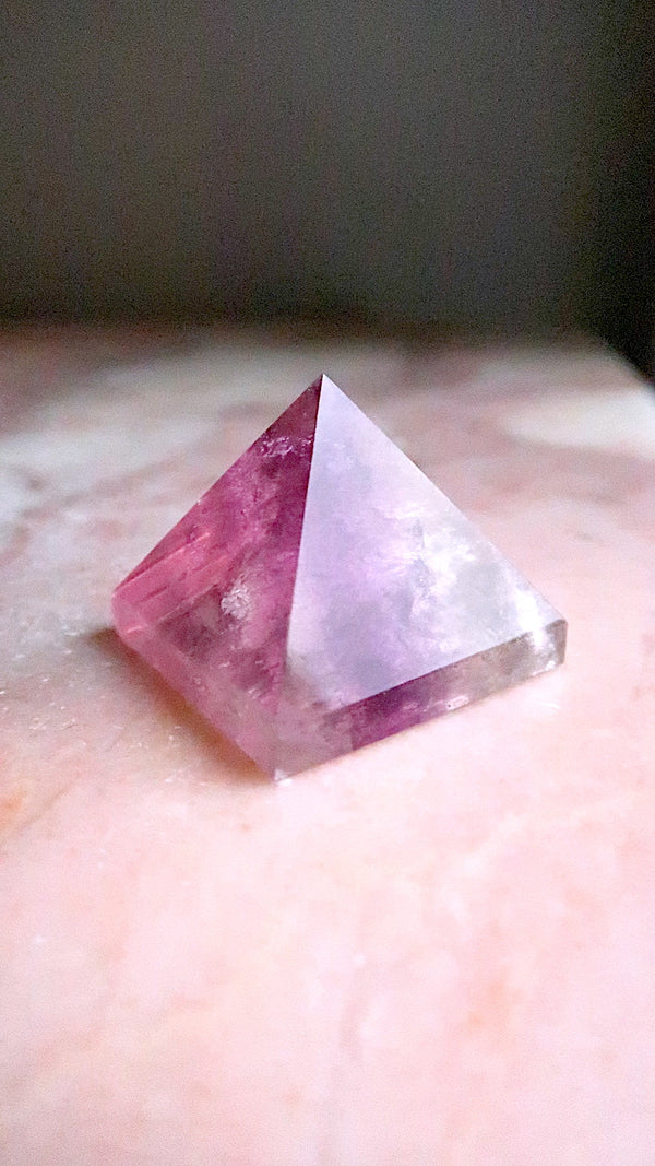 Purple & Clear Fluorite Pyramid