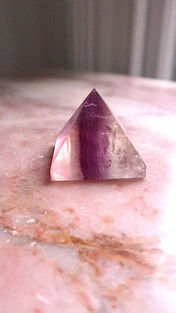 Purple & Clear Fluorite Pyramid