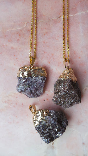 Raw Lepidolite necklace