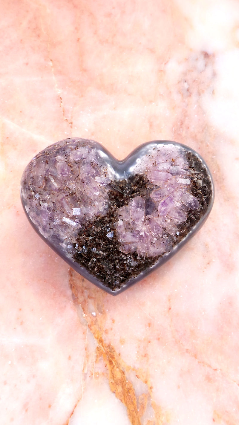 Large Amethyst & Agate Heart
