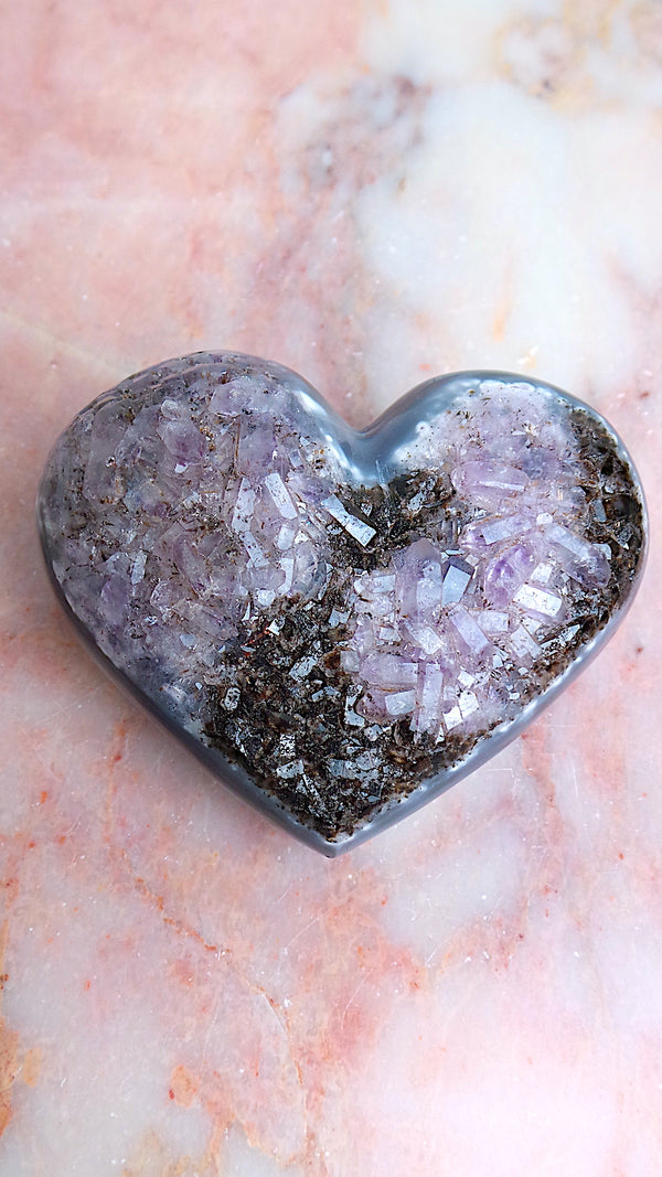 Large Amethyst & Agate Heart