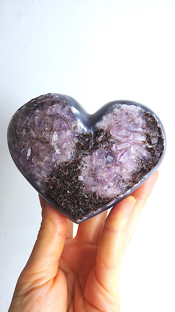 Large Amethyst & Agate Heart