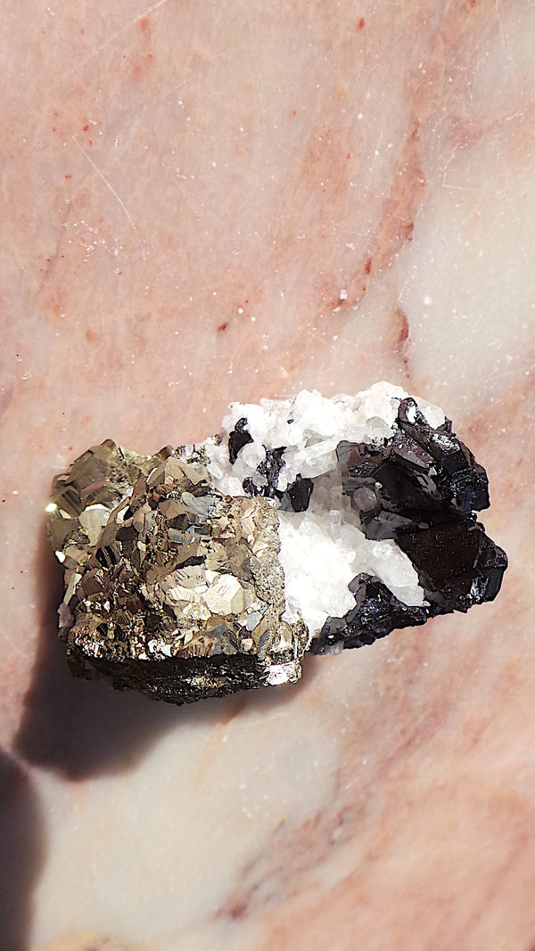 Pyrite, Calcite & Sphalerite Cluster
