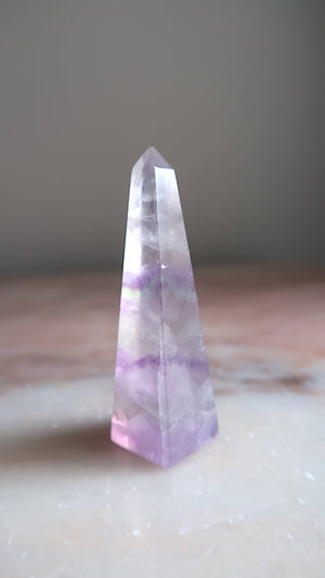 Clear, Purple & Green Obelisk