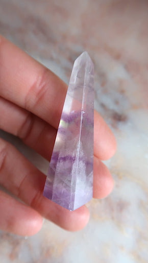 Clear, Purple & Green Obelisk