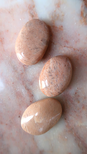 Peach Moonstone Palm Stone