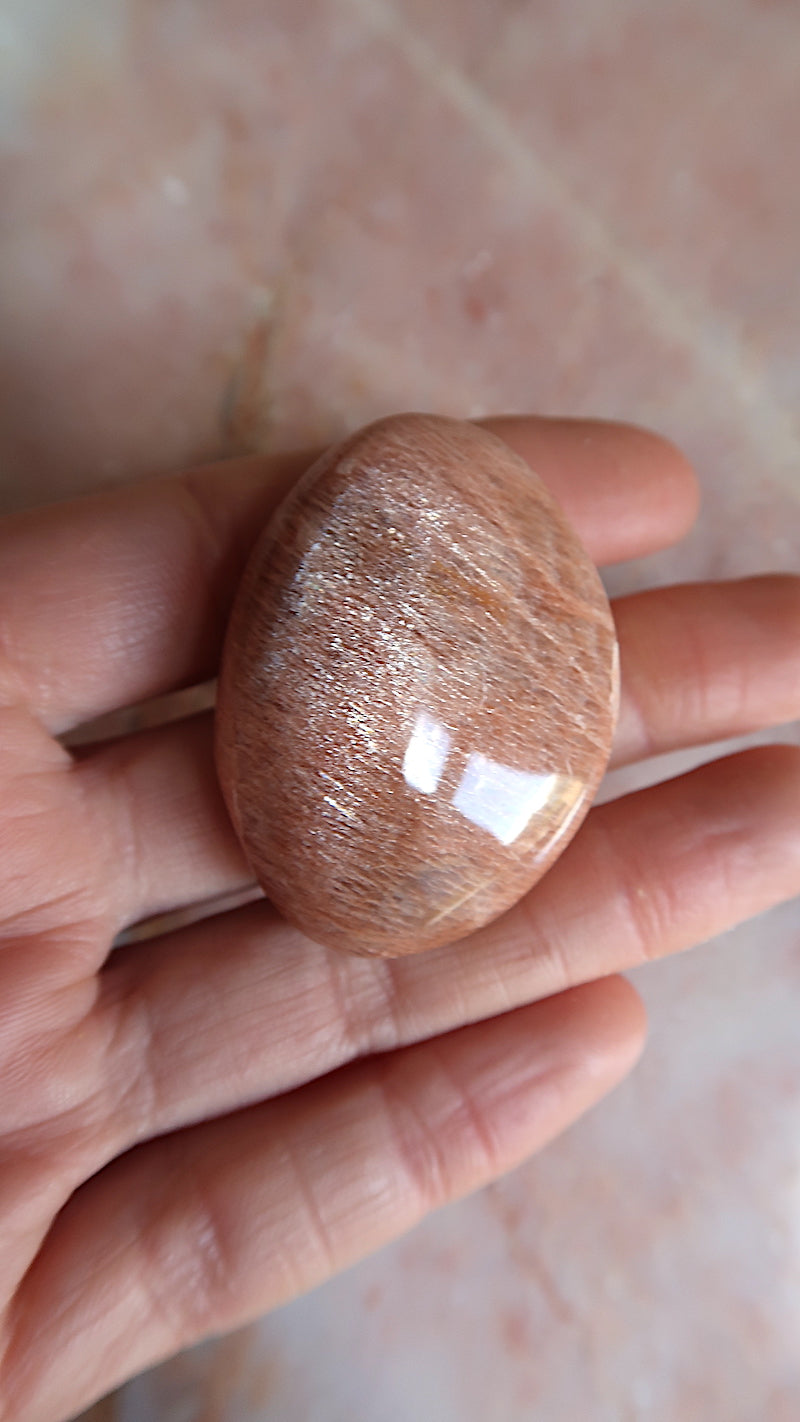 Peach Moonstone Palm Stone